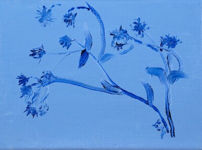 Line oil painting with non-dominant hand