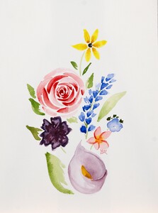 Loosely watercolored flowers