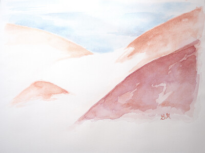 Watercolor of the Alpenglow of the Appalachians