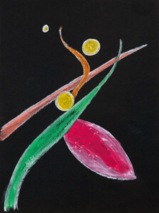 Soft pastel abstraction of flower on black background
