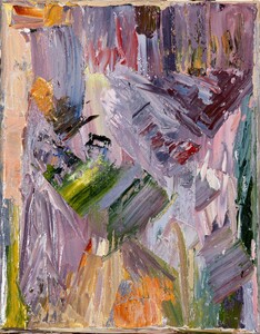 Abstract oil palette knife mainly featuring purple