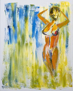 An oil abstraction of a woman in nature