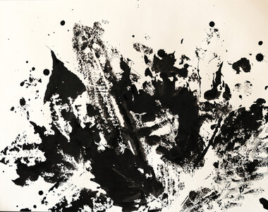 Ink stamped plants create an abstract piece