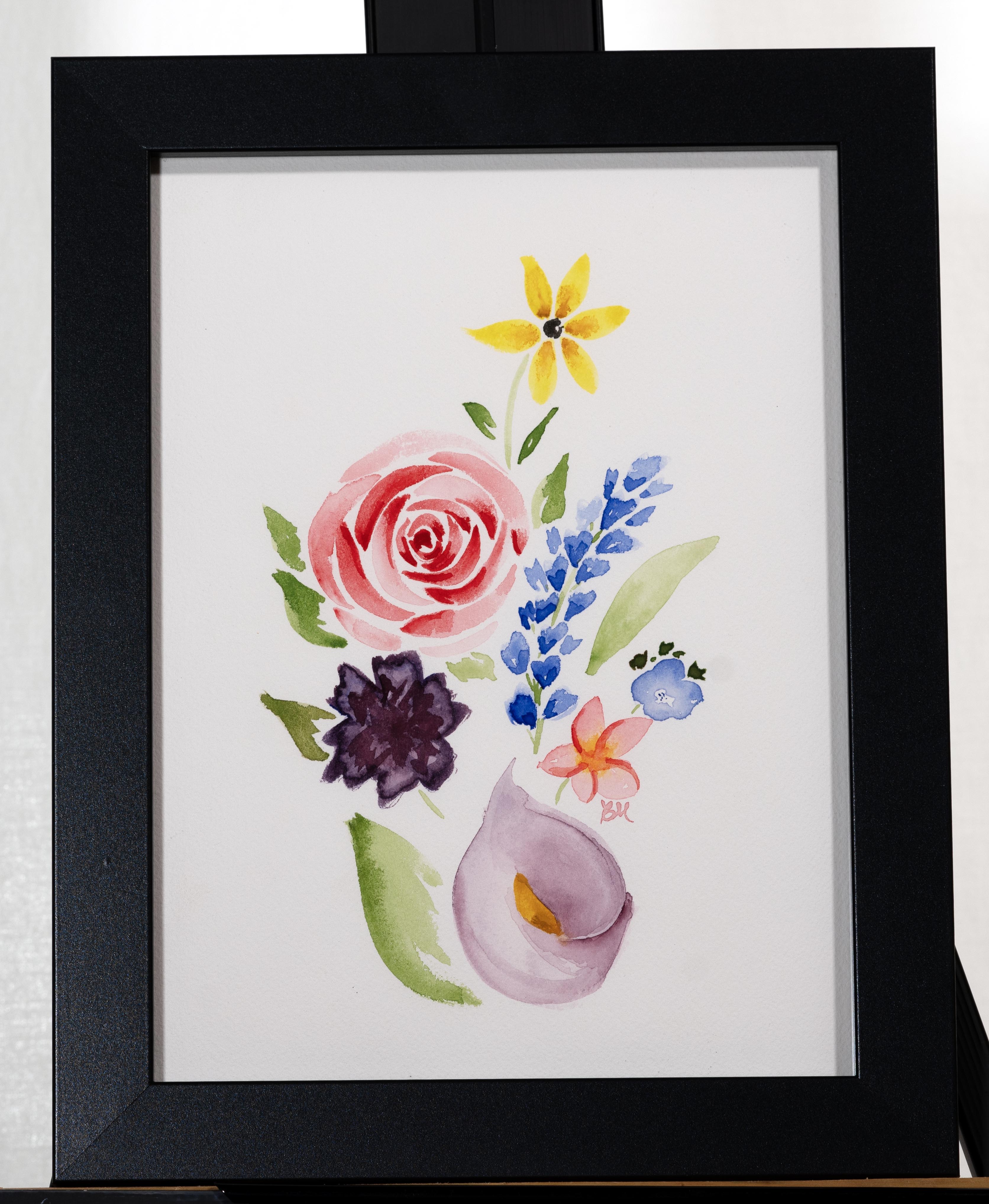 Loosely watercolored flowers