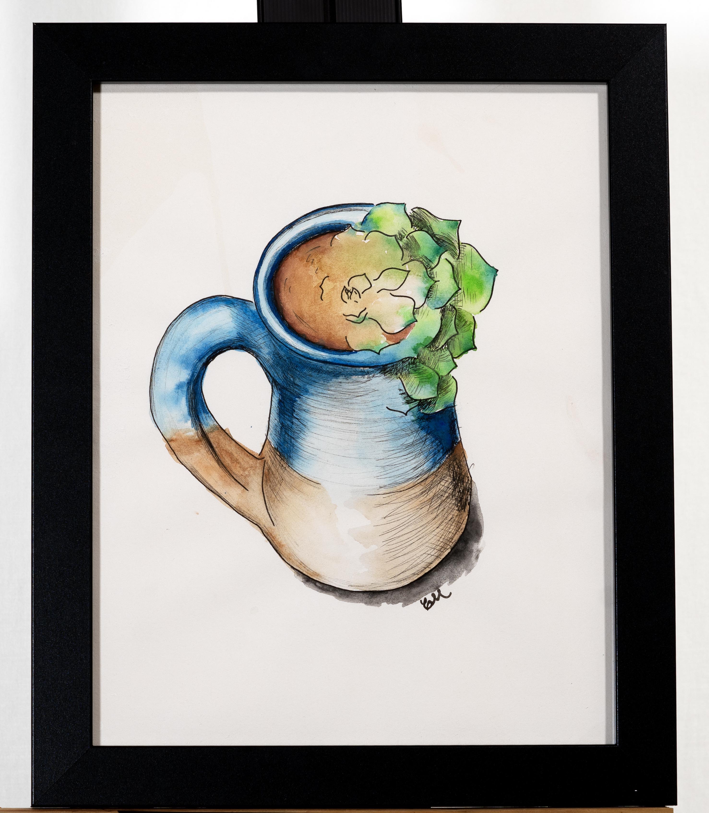 Multimedia depiction of a succulent morphing into a cup