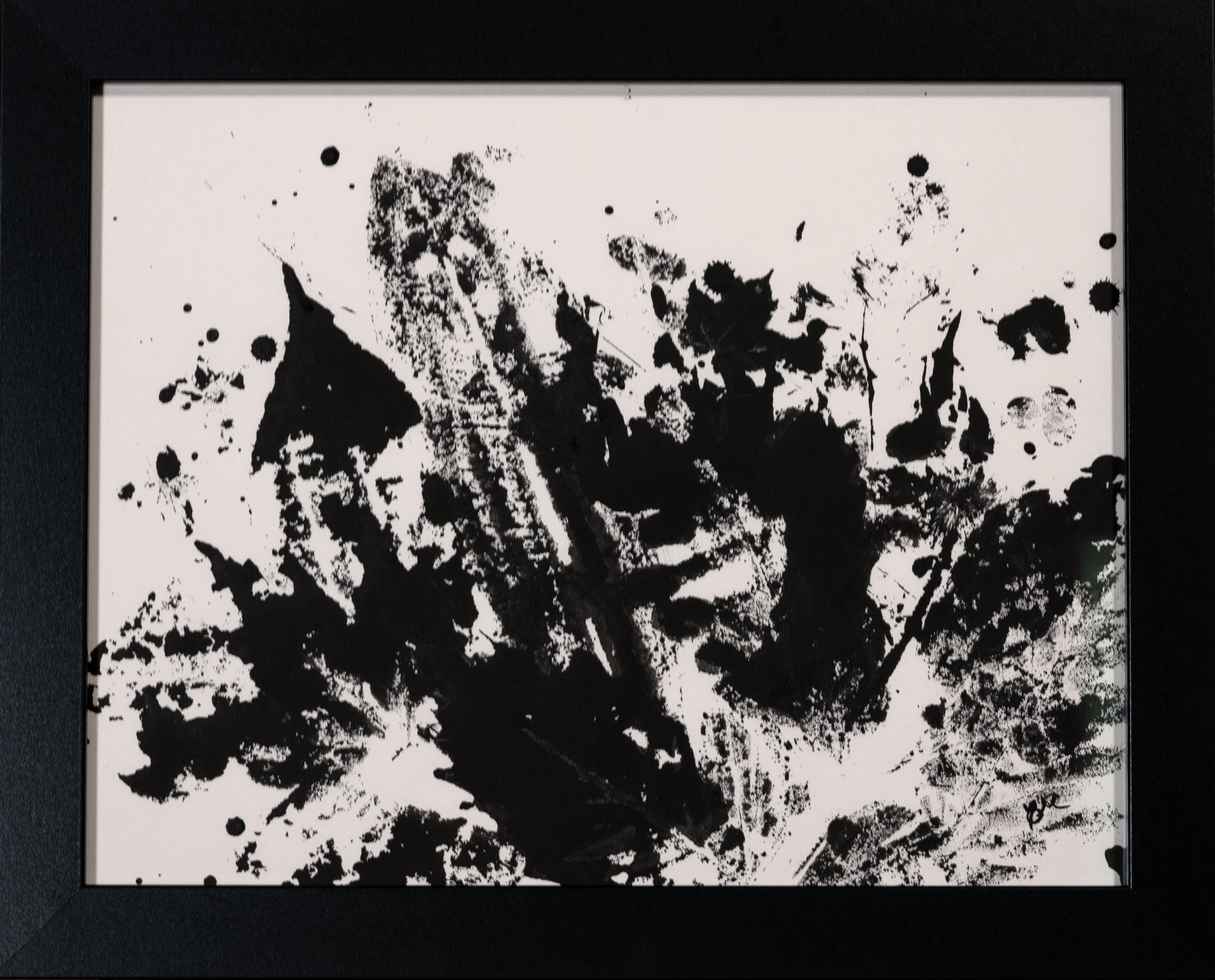 Ink stamped plants create an abstract piece