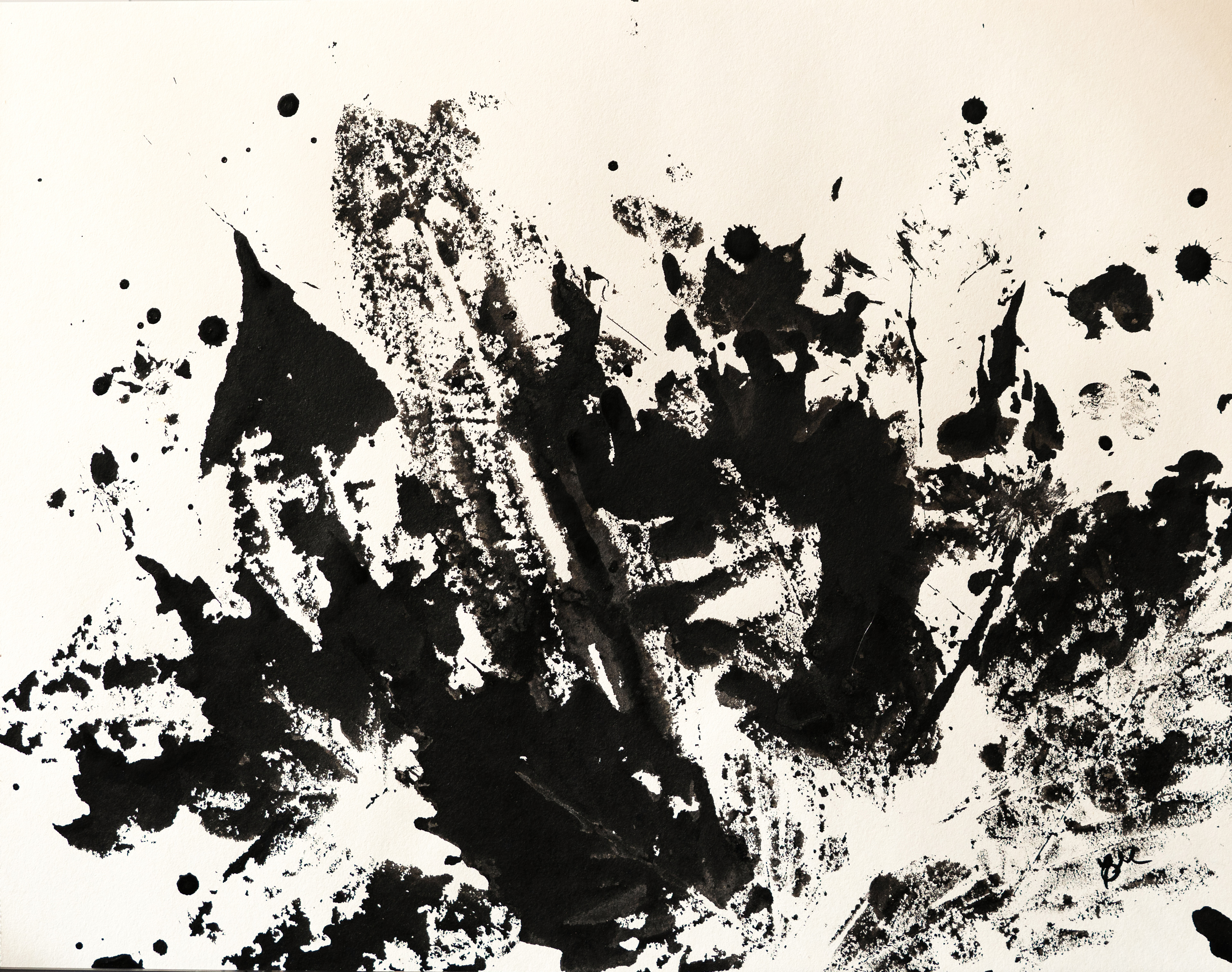 Ink stamped plants create an abstract piece